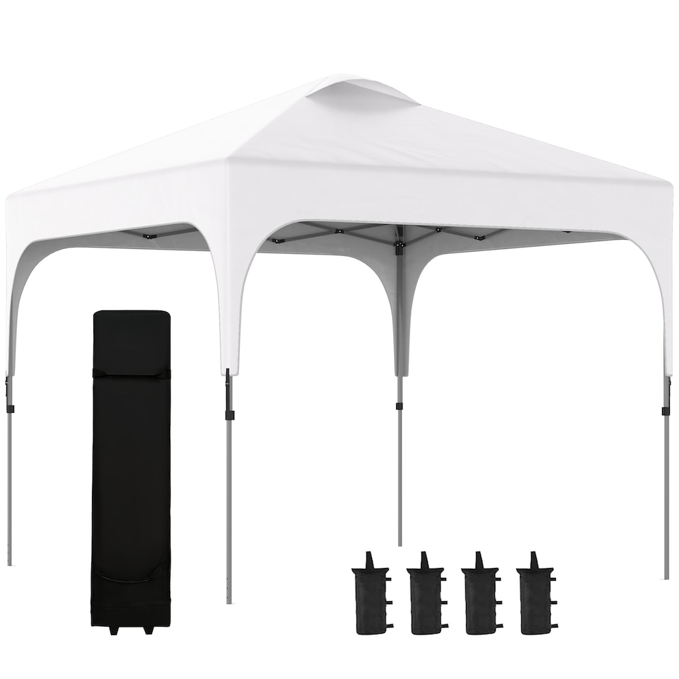 image 1 of Outsunny 3 x 3M Pop Up Gazebo, UPF 50 Foldable Canopy Tent with Wheeled Carrybag, 4 Leg Weight Bags, Height Adjustable Marquee Shelter 1 person easy setup for Outdoor Garden Patio Party, White