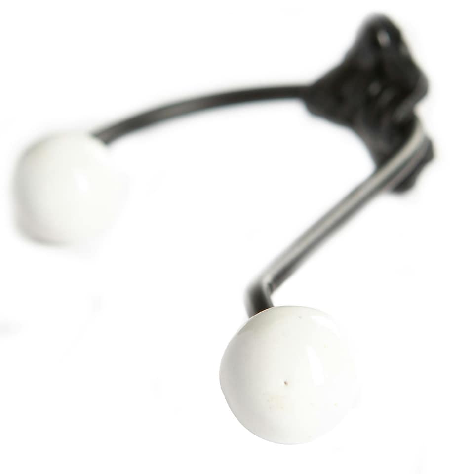 image 1 of Hammer & Tongs Ceramic Ball Hat & Coat Hook - W50mm x H180mm - White