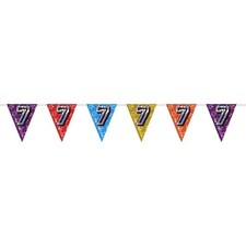 Number 7 Triangle Holographic Foil Bunting 8m