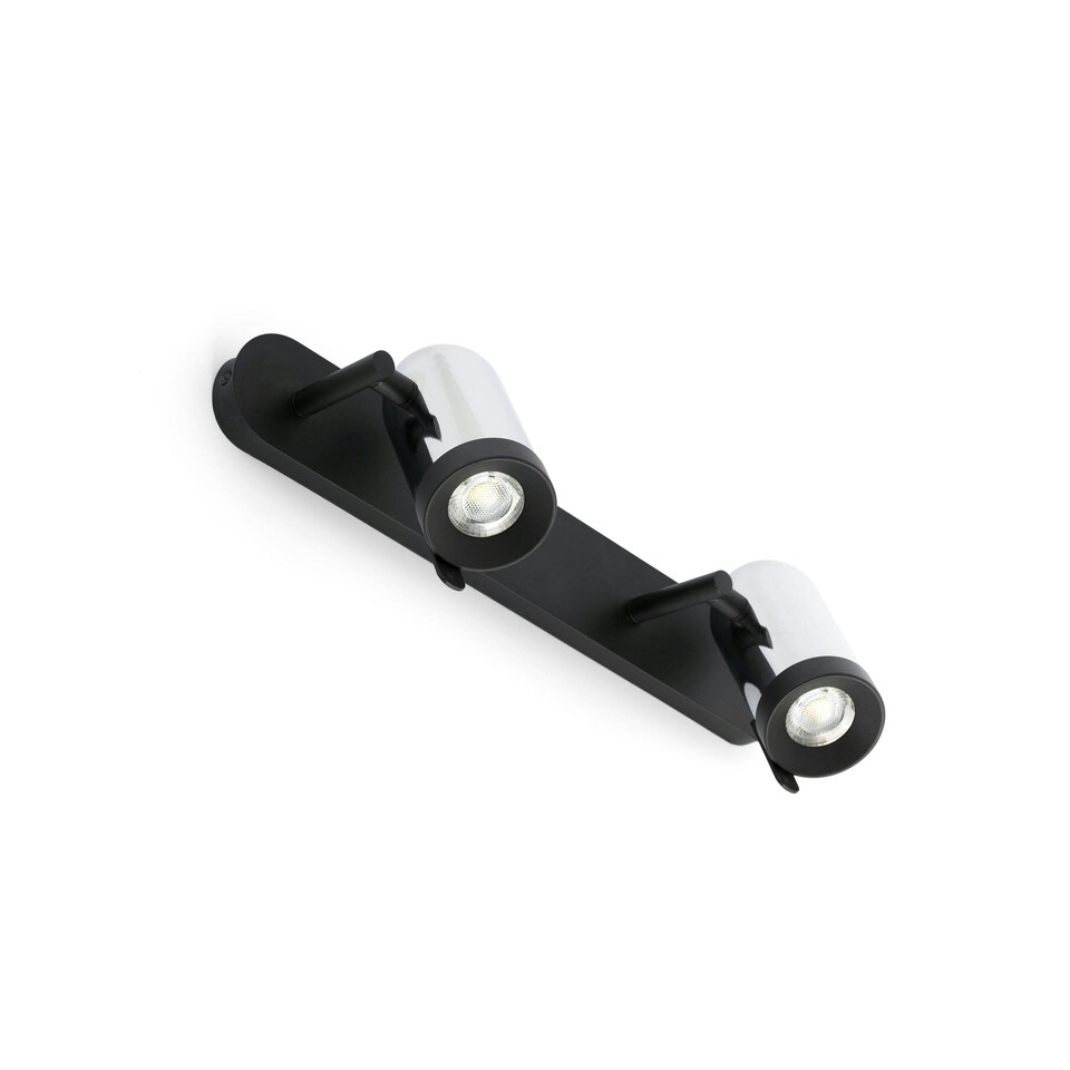 image 1 of Orleans 2 Light Indoor Adjustable Wall Spotlight Chrome, Black, GU10