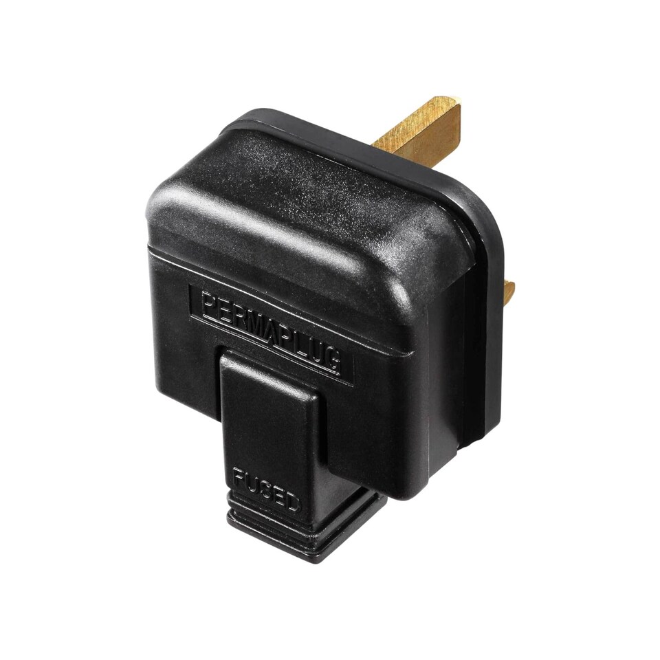 image 1 of Masterplug Rewireable Plug Heavy Duty 3 Pin Mains Plug with 13A Fuse Sleeved Pins Cable Connector IP20 Pack of 2