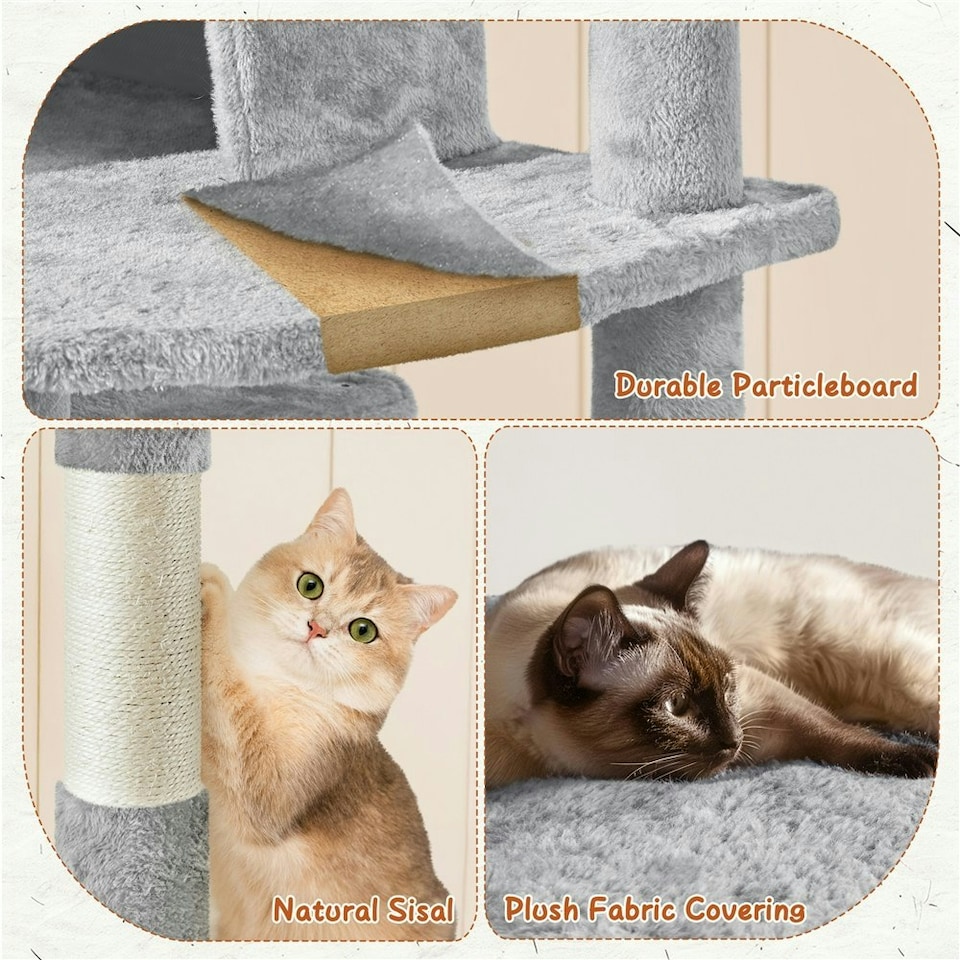 image 1 of Yaheetech Large Cat Tree with 3 Condos Light Grey