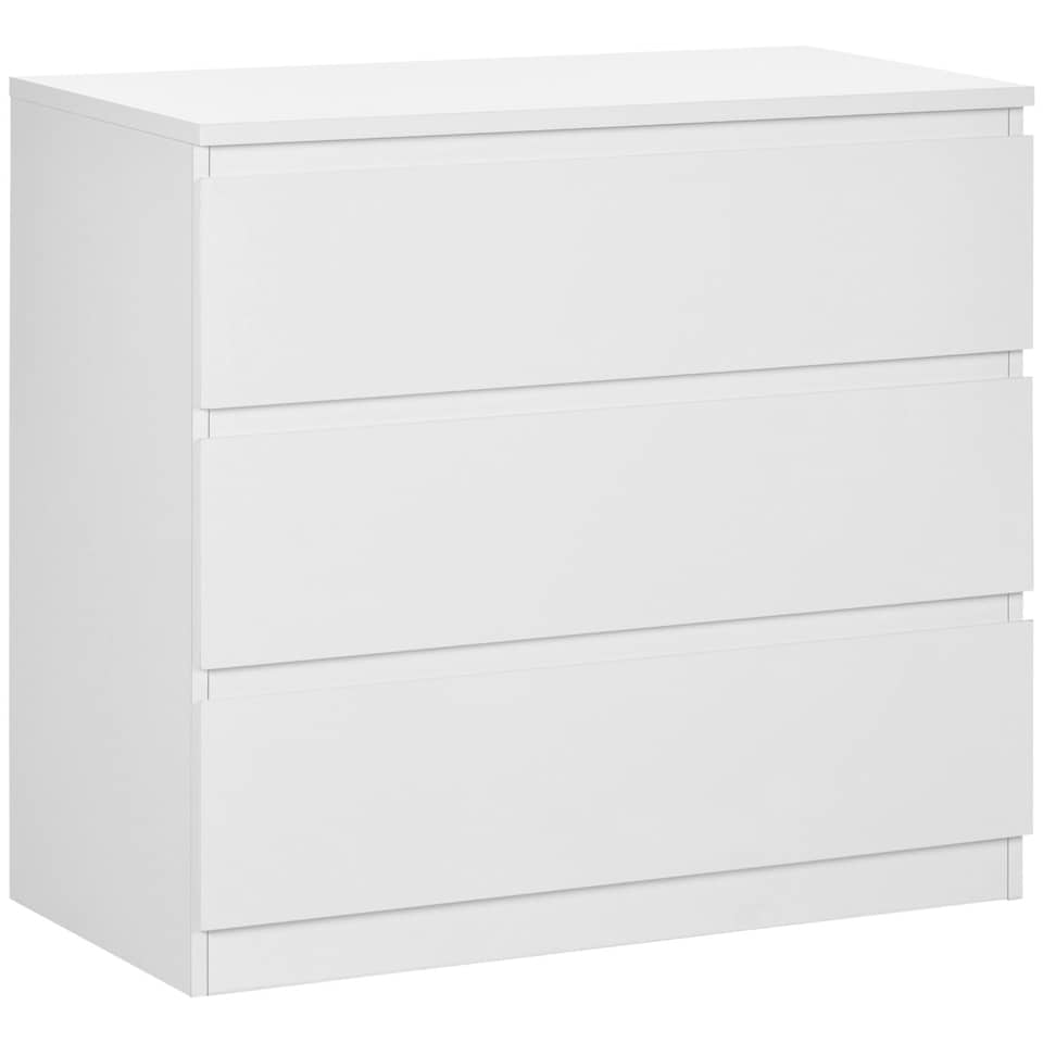 image 1 of HOMCOM Chest of Drawers, 3 Drawer Storage Cabinet Unit for Bedroom, White
