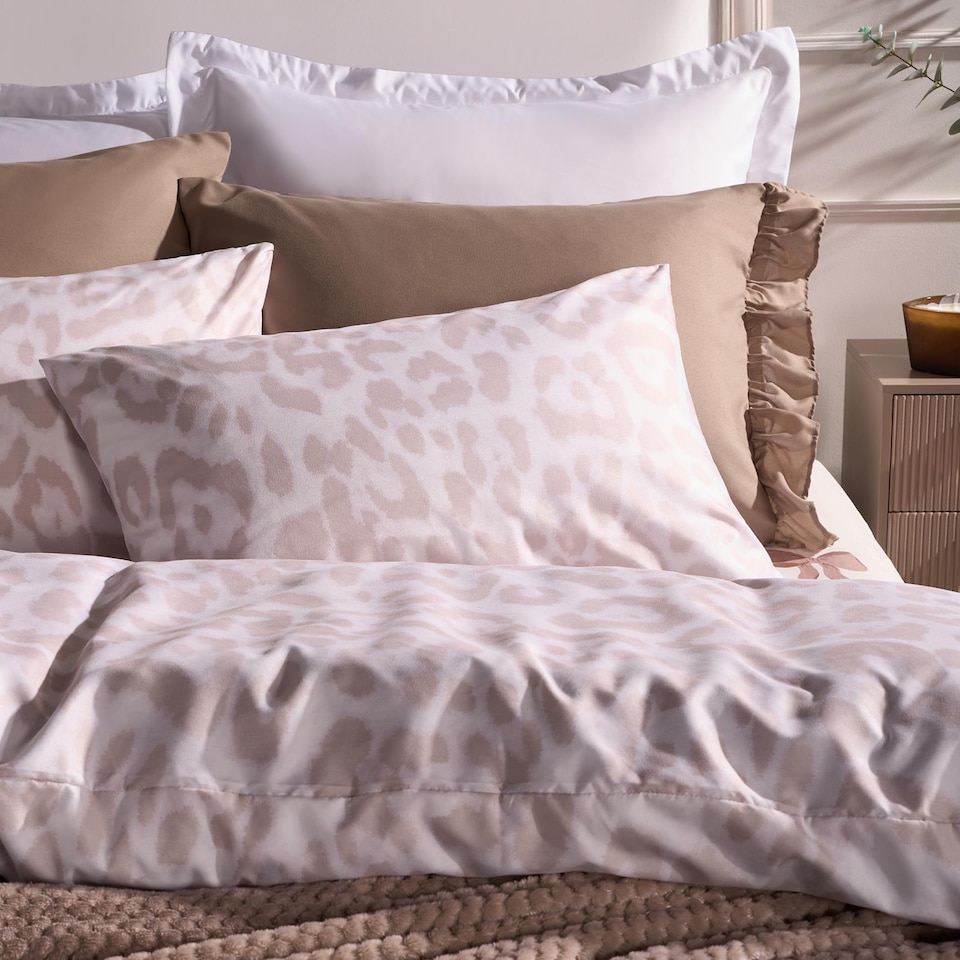 image 1 of OHS 2 x Frill Edge Decor Pillowcases Microfibre Pillow Covers | Bronze | Natural | Standard