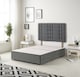 image 1 of Astoria Divan Bed Base with 30 Inch Diamonte Button Headboard Plush Velvet | Grey | Charcoal | Super King