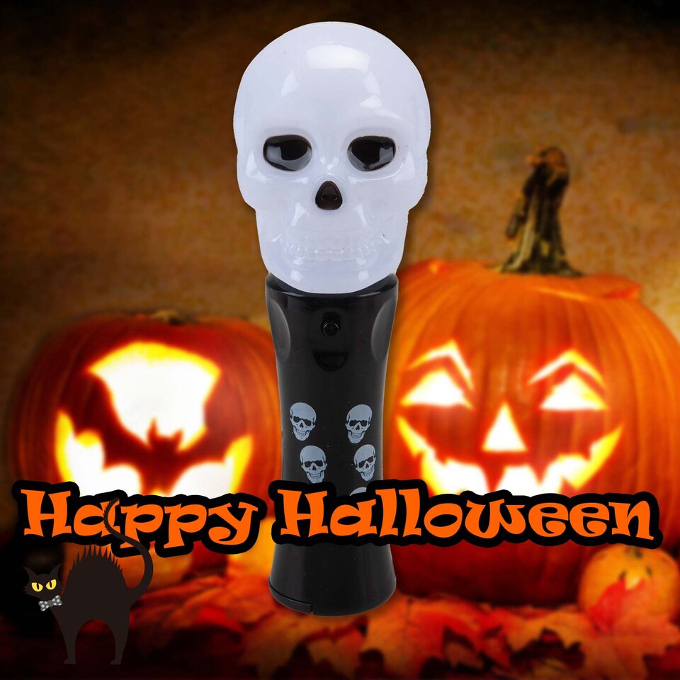 image 1 of vfm-estore Halloween Flashing Skull Wand - 18.5cm Party Accessory