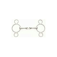 Lorina French Link 2 Ring Continental Horse Gag - Silver - 4.5in