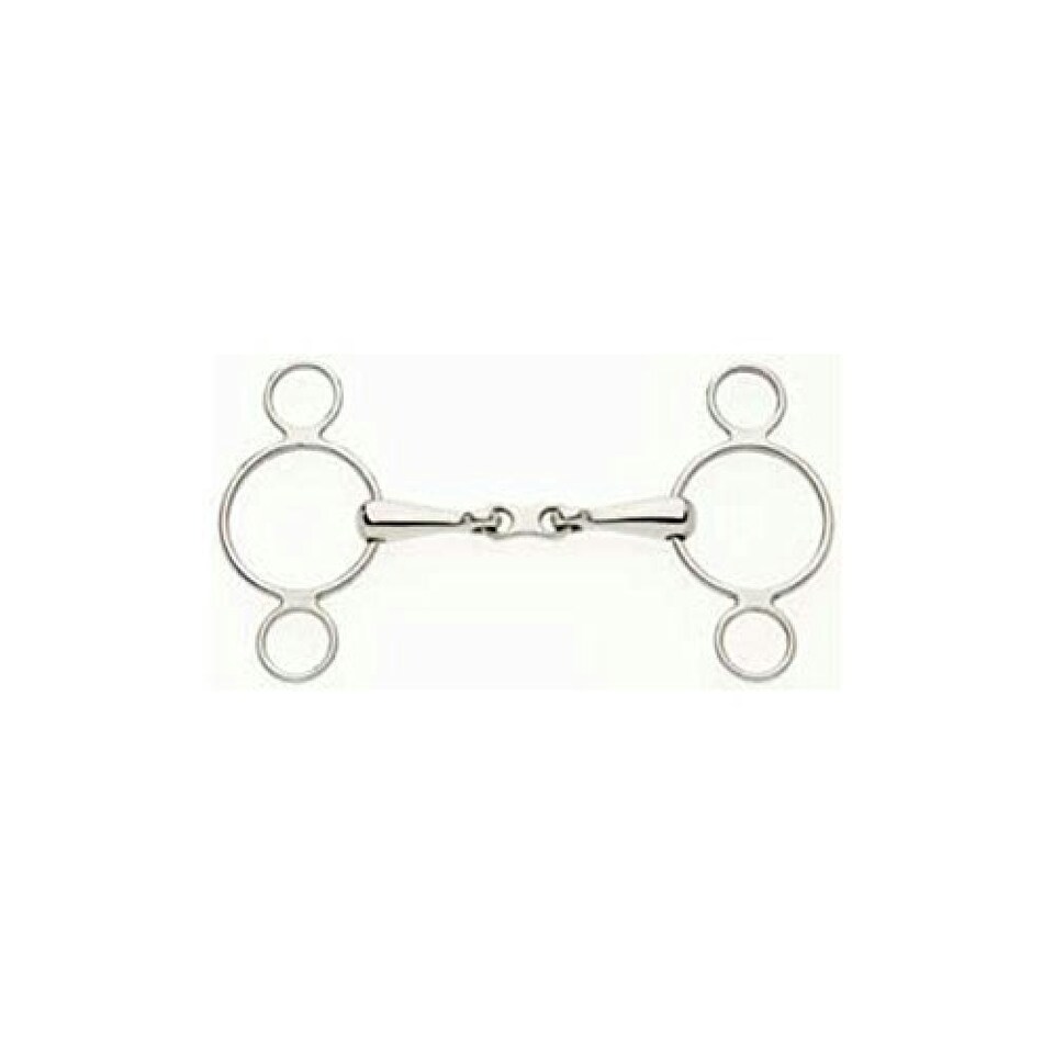 Lorina French Link 2 Ring Continental Horse Gag - Silver - 4.5in