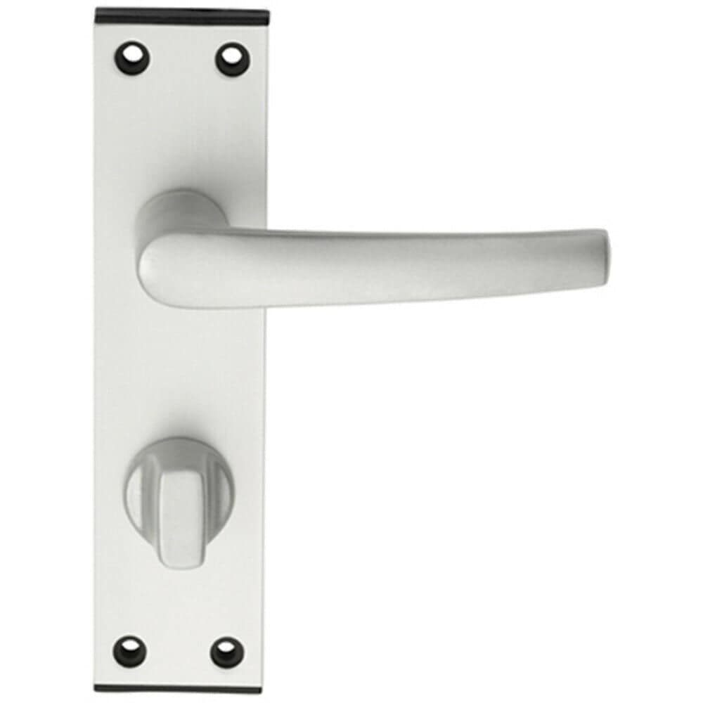 Loops PAIR Straight Handle on Bathroom Backplate 152 x 38mm Satin Aluminium