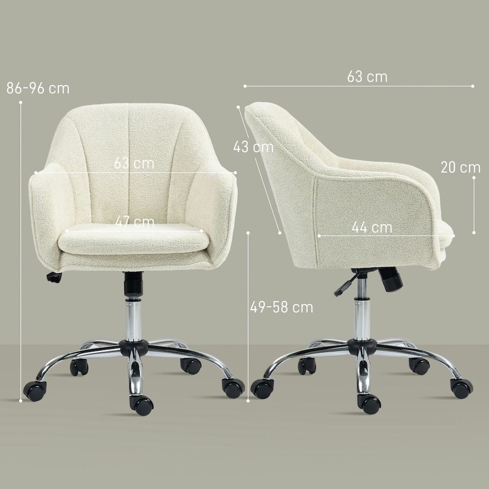 image 1 of HOMCOM Modern Velvet Office Desk Chair for Bedroom, Living Room, Beige | Multi