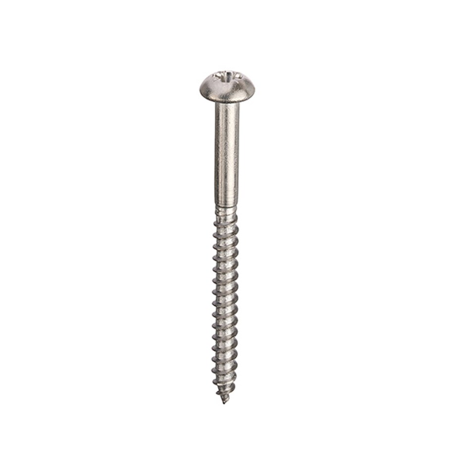 A2-304 St/St Woodscrews Pozi Round Head 4.0 x 40mm - Box of 200