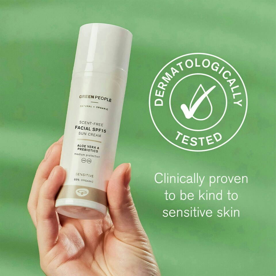 image 1 of Green People Scent Free Facial SPF15 Sun Cream - Suitable for Combination & Sensitive Skin - Paraben Free Sunscreen - Organic, Cruelty Free & Vegan, 50ml