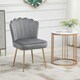 image 2 of HOMCOM Velvet-Feel Shell Accent Chair Home Bedroom Lounge Metal Legs Grey