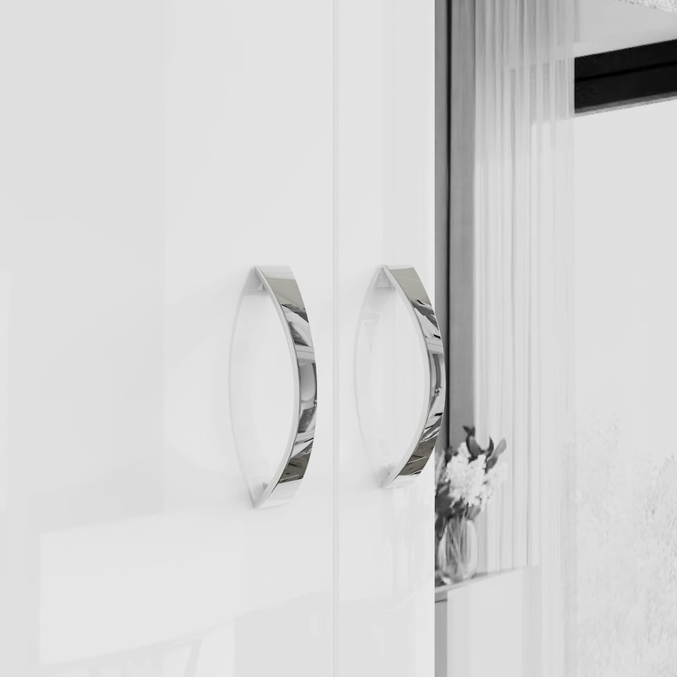 image 1 of FWStyle Chilton 2 Door Wardrobe With Mirror - White Gloss Front White