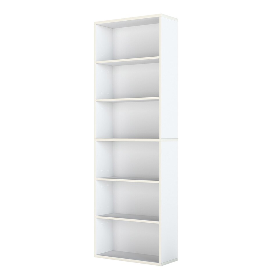 image 1 of Levede 6 Tier Wooden Bookshelf White Narrow Storage Organizer Unit | White | White