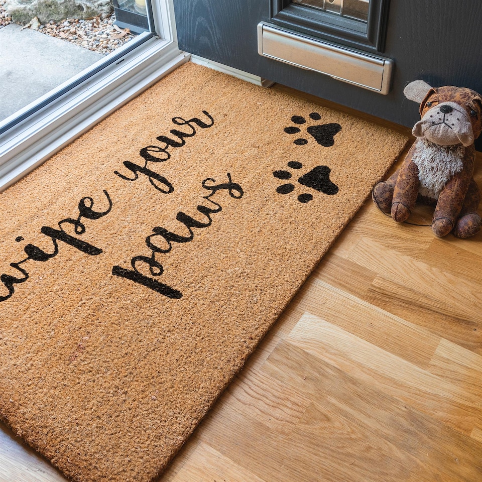 image 1 of Nicola Spring Coir Door Mat - 90 x 60cm - Paws