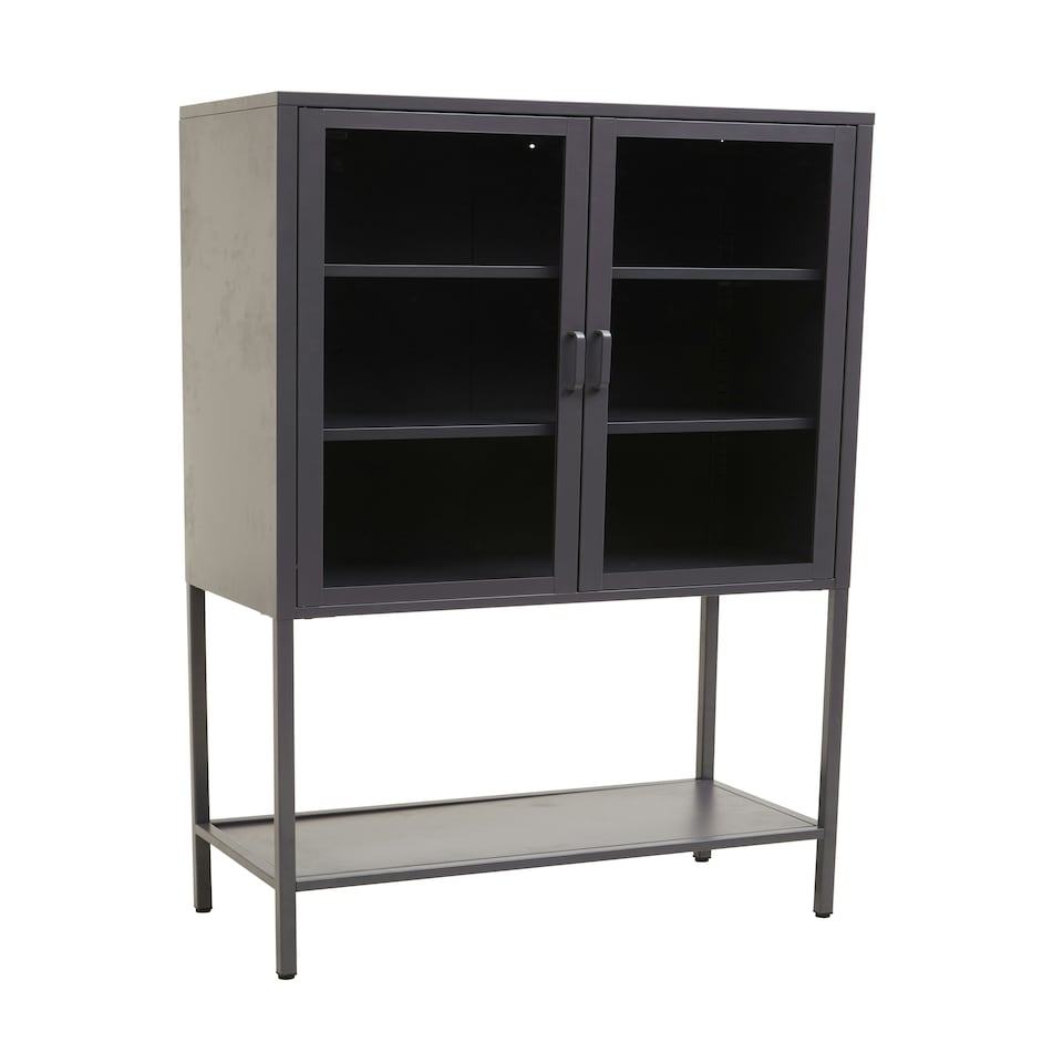 image 1 of Interiors by Premier Adjustable Two Door Grey Cabinet With Shelf, Sleek Design Bedorom Cabinet, Versatile Storage Shelving Cabinet Grey