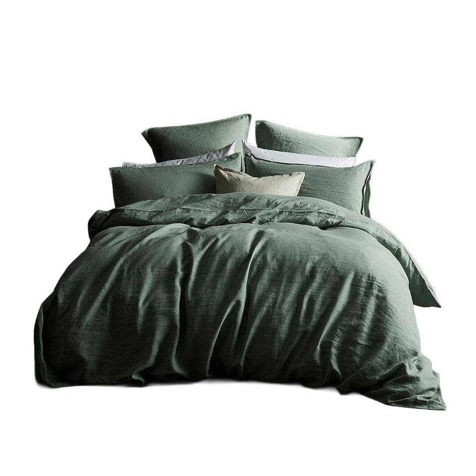image 1 of Martex Linen Duvet Cover Green - Super King
