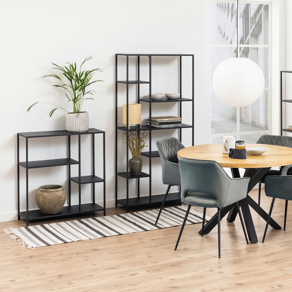 image 1 of Newcastle Asymmetrical Bookcase with 3 Shelves in Matt Black