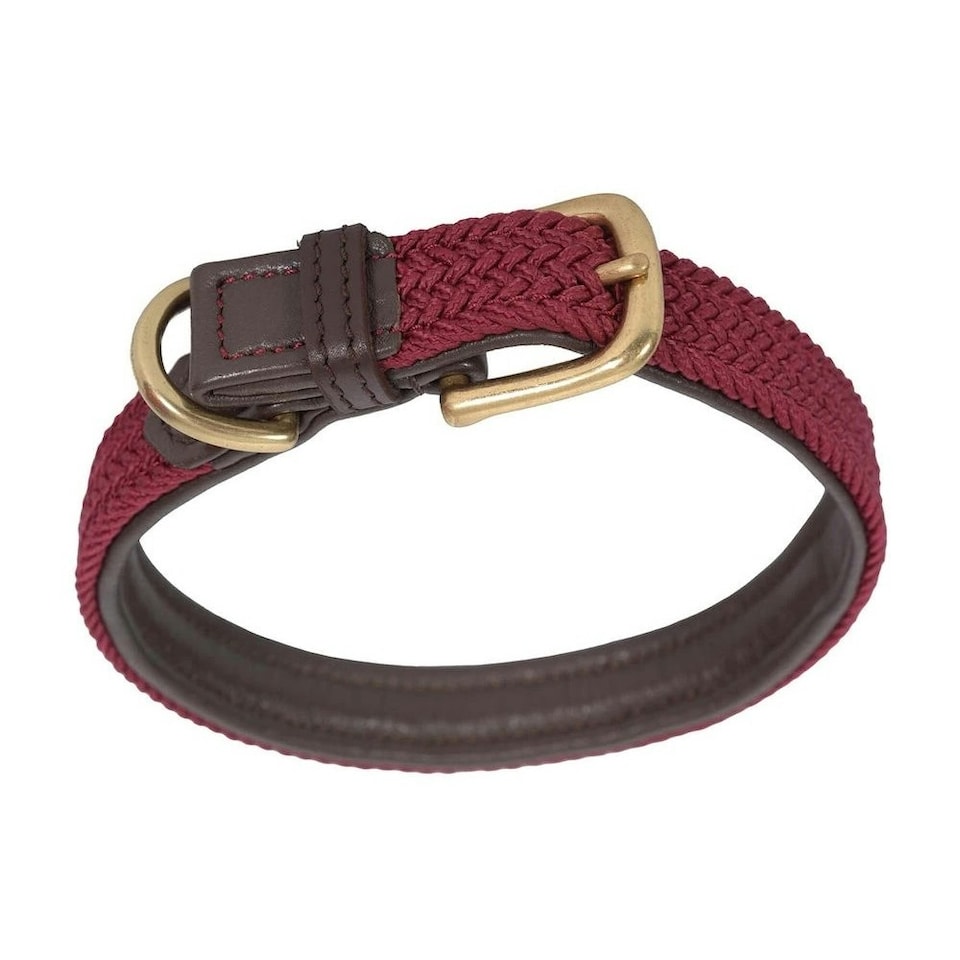 image 1 of Weatherbeeta Plaited Leather Dog Collar - Brown/Maroon - XXL
