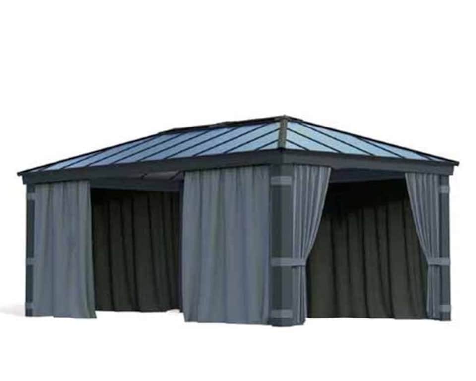 image 1 of Curtain Set for Dallas 12 x 20 Gazebo - Polyester - L212 x W507 cm - Dark Grey