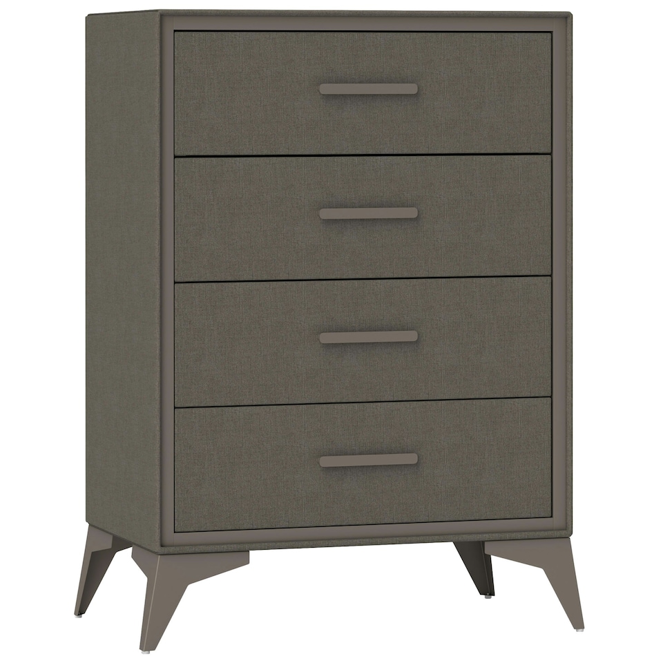 image 1 of HOMCOM 4 Drawer Chest of Drawers, Fabric Dresser with Steel Frame, Brown