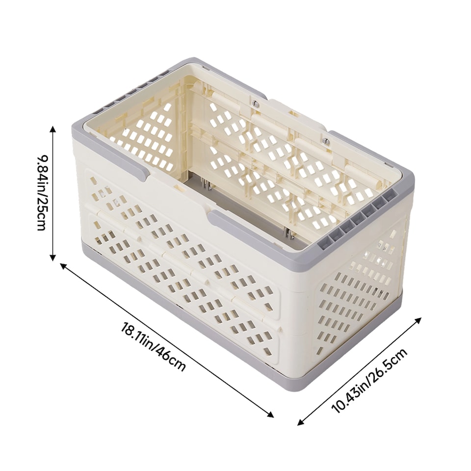 image 1 of Living and Home Collapsible Laundry Basket Hamper, 46cm W | White | L