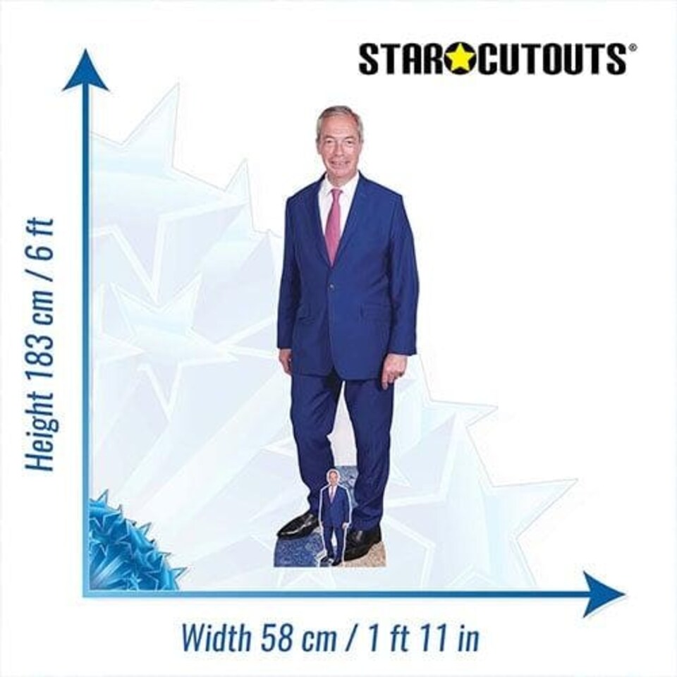 image 1 of Nigel Farage Pink Tie Lifesize Cardboard Cutout 183cm