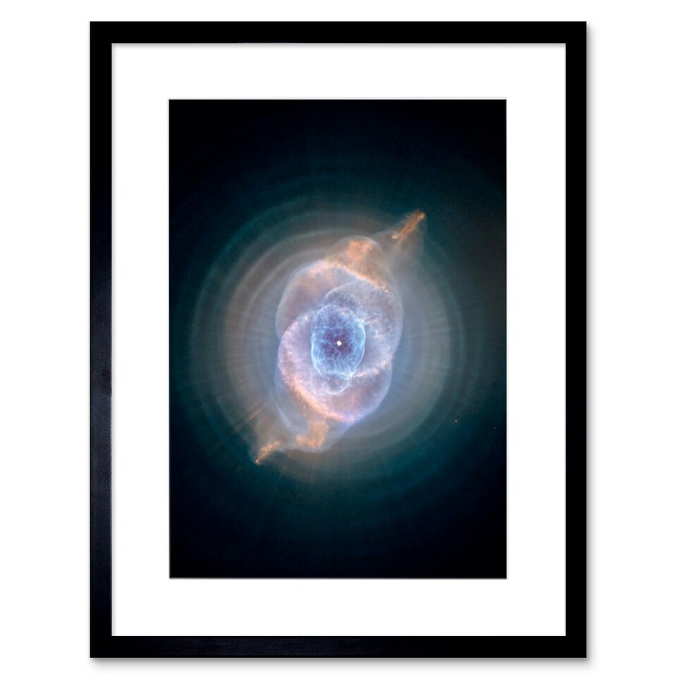image 1 of Hubble Space Cat's Eye Planetary Nebula Dying Star 9x7" Black Framed Wall Art Print