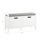 image 3 of SoBuy Shoe Storage Bench with Seat Cushion & Double Doors, White, 35.8x11.8x19.7 in, 12.8 kg - FSR63-II-W