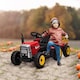 image 2 of HOMCOM Kids Electric Car, 12V Electric Ride on Tractor and Trailer with Detachable Trailer Remote Control, USB, Horn, Lights, Start-Up Sound, for Ages 3-6 Years, Red