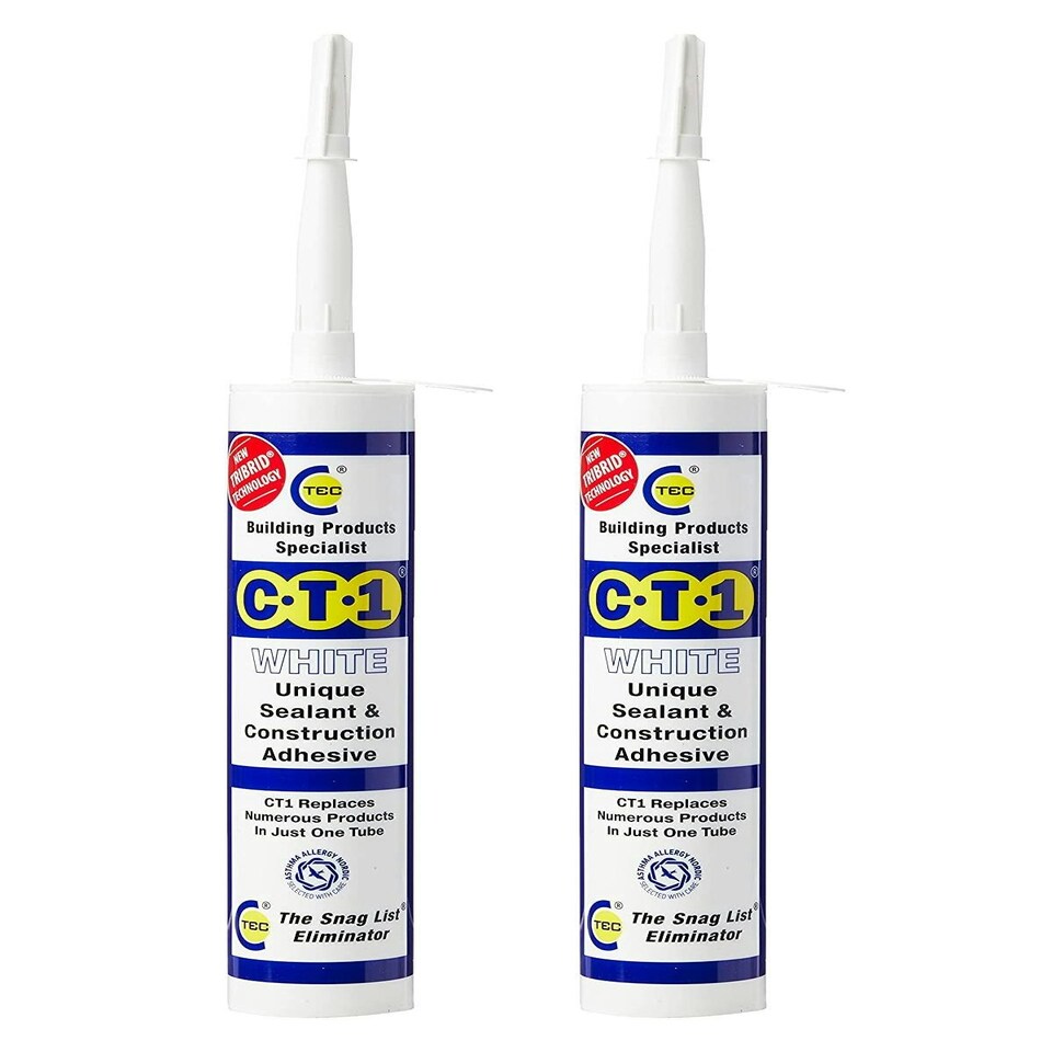 CT1 - White - Building Sealant & Adhesive Snag Tube for Virtually Any Material (2 Pack)