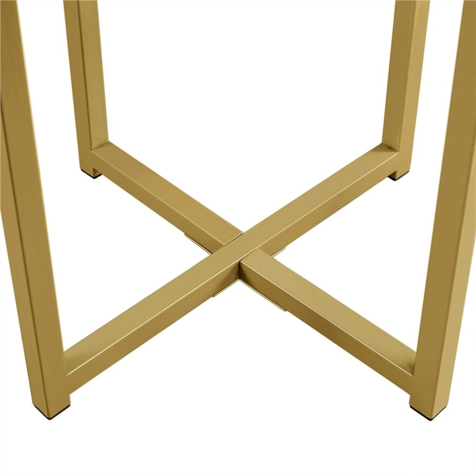 image 1 of Yaheetech Faux Marble Accent Table Antique Gold