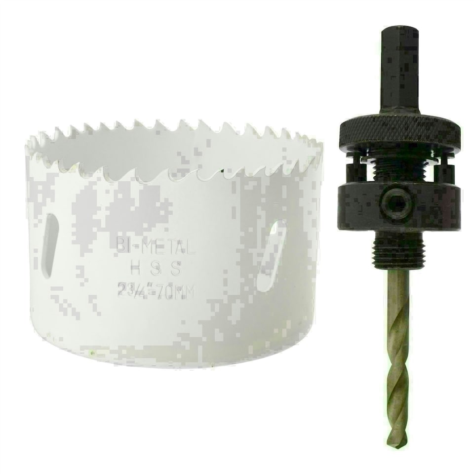 image 1 of 70mm HSS Hole Saw Holesaw Bi-Metal Blade Cutter Drill And Drill Adaptor Arbor