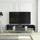 image 6 of Grey TV Unit 180cm Diamond Fronts Gold Legs Modern Media Cabinet | Grey | One Size | 1