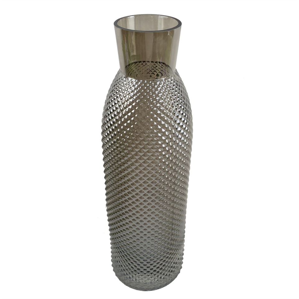 image 1 of Glass Vase Smoke Grey Diamond Tall Glass Vase 50cm Botanik | Grey | 50