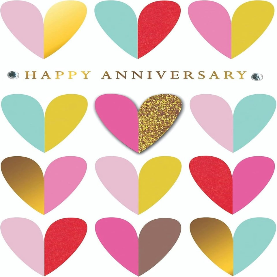 image 1 of Colourful Hearts Design Blank Anniversary Card