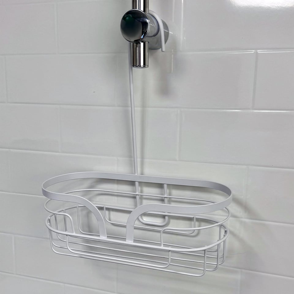 image 1 of Showerdrape Dante White Steel Mini Hook Over Shower Caddy | White | 1