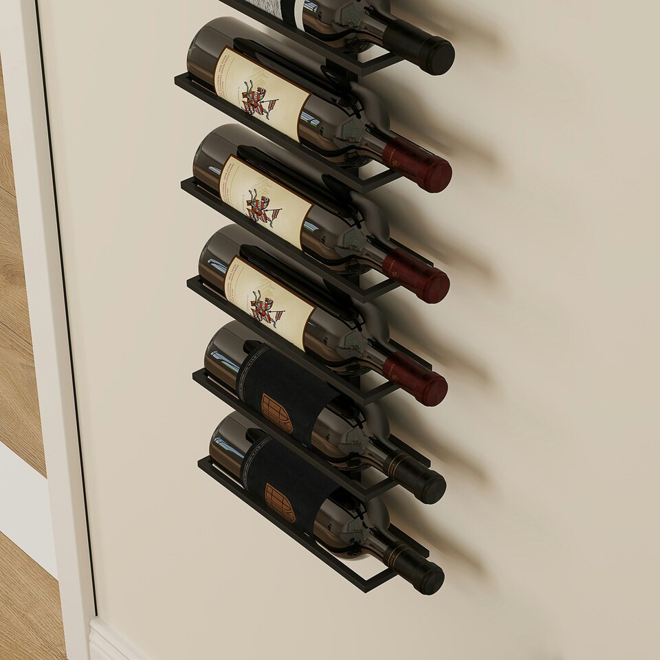image 1 of HOMCOM Wall Mount Wine Rack, Wall Wine Rack for 10 Wine Bottles, Black