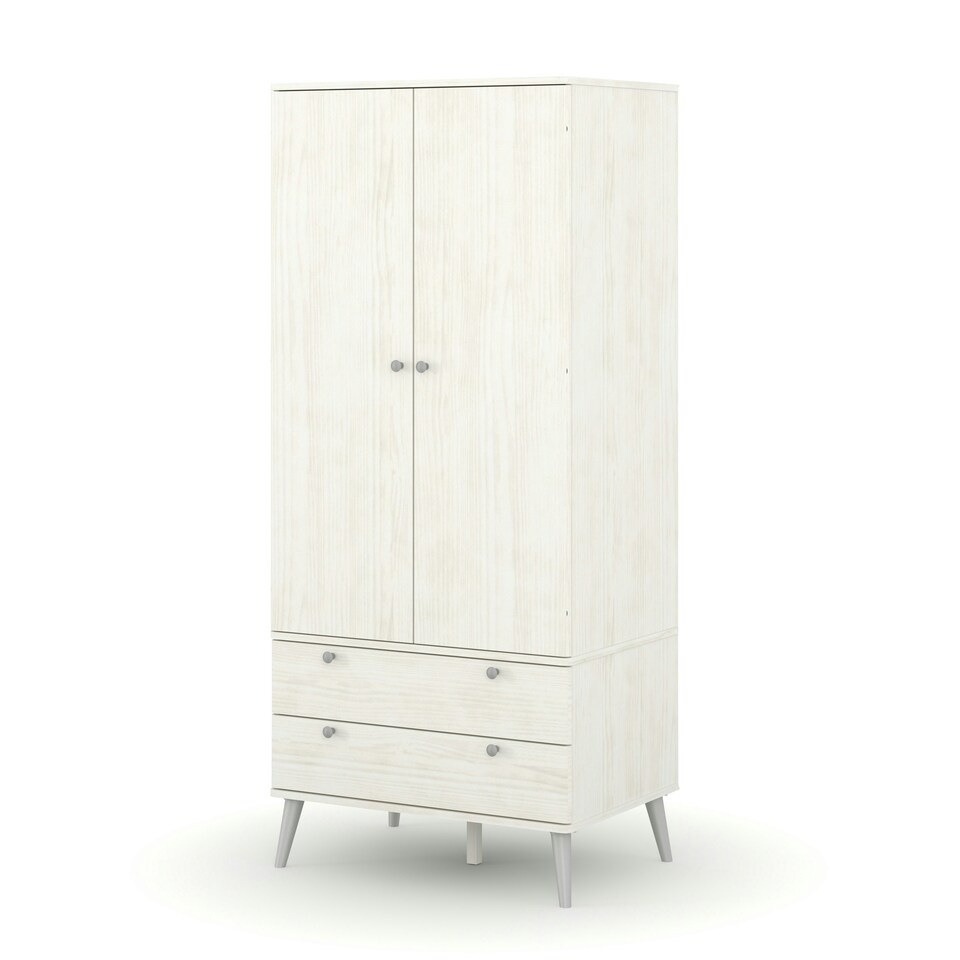 image 1 of Core Products Augusta Curve 2 Door, 2 Drawer Wardrobe, White H176.0cm x W76.5cm x D53.0cm White