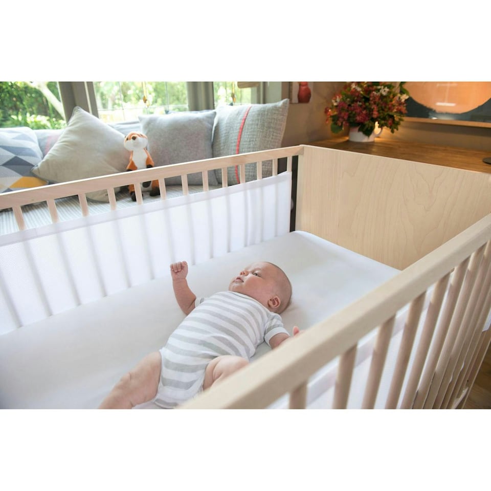 image 1 of Airwrap™ Mesh 2 Sided Cot Liner - Bumper Alternative, White