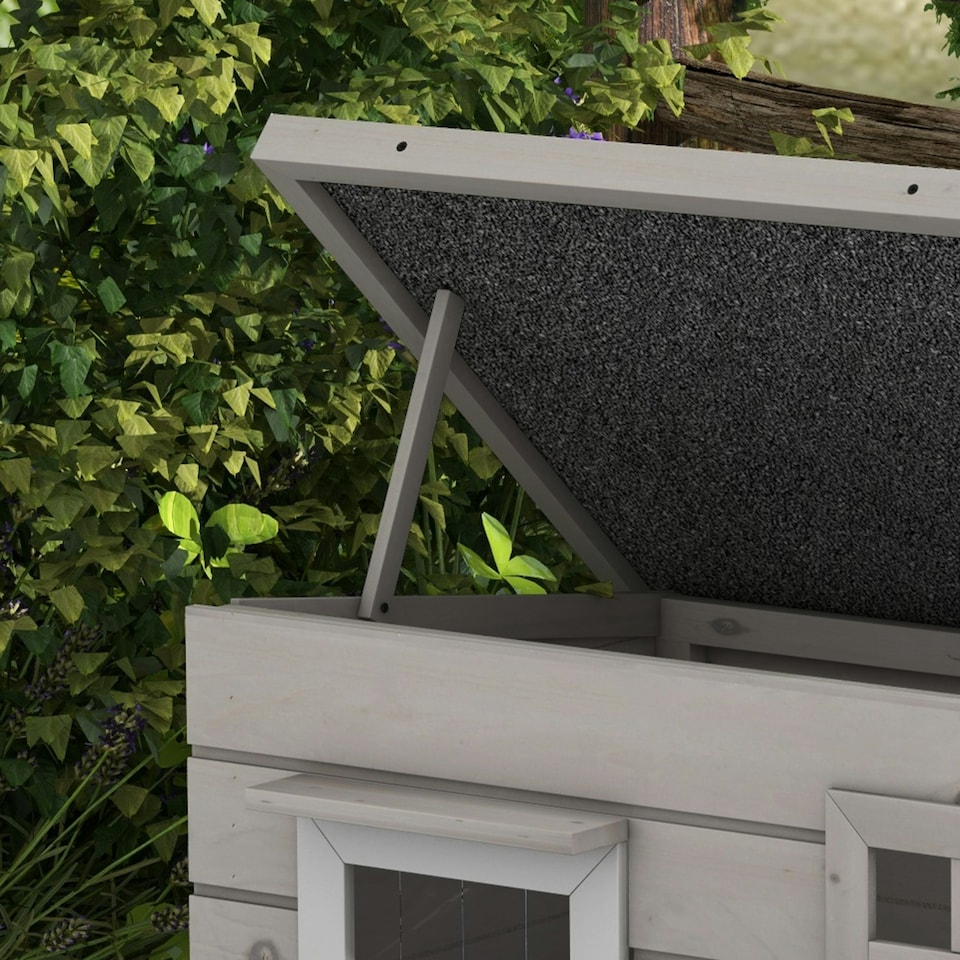 image 1 of PawHut Outdoor Cat House with Openable Top, Asphalt Roof, Window, Grey