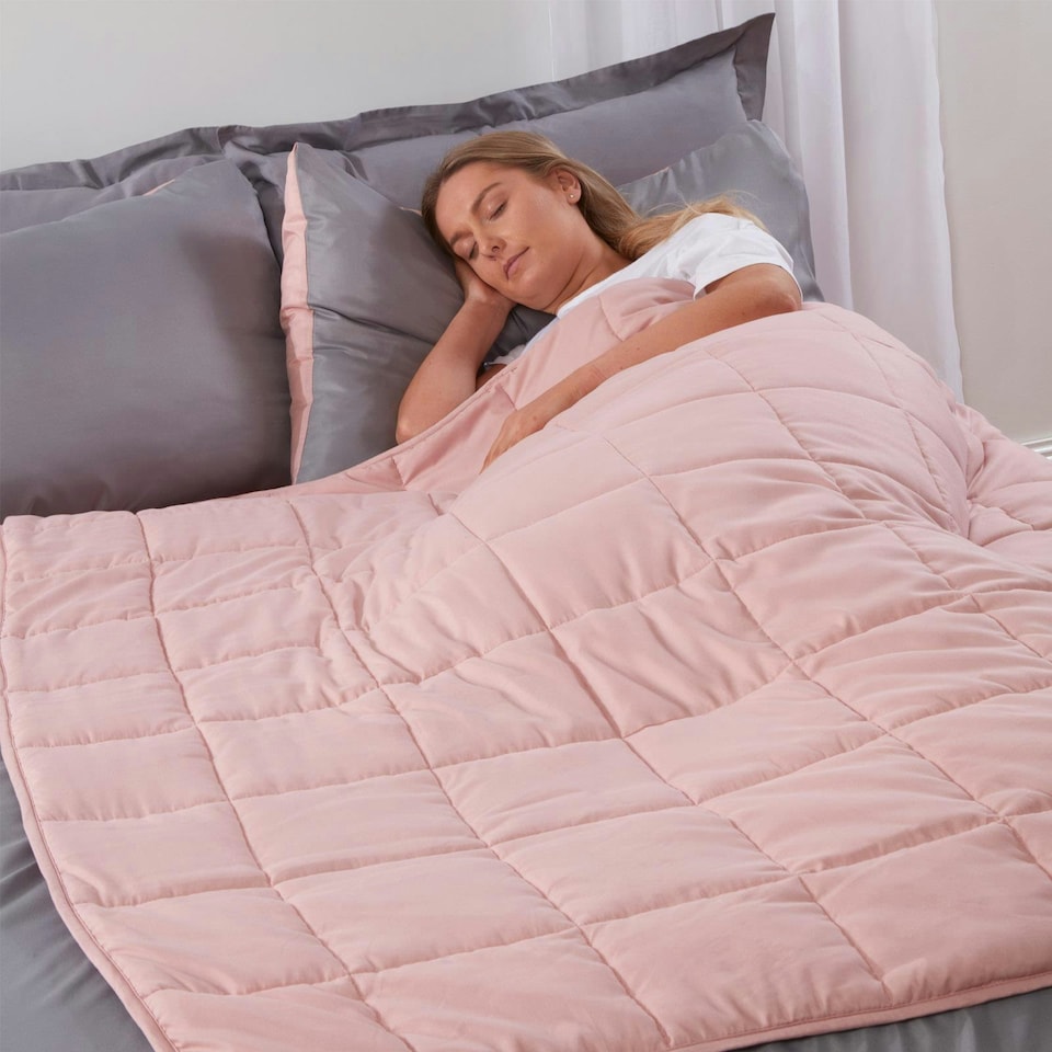 image 1 of OHS Weighted Blanket 8kg Quilted, 150x200cm - Blush Pink