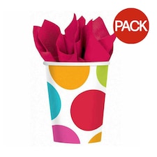 Amscan Paper Cabana Dots Party Cup (Pack of 8) - Multicoloured - One Size