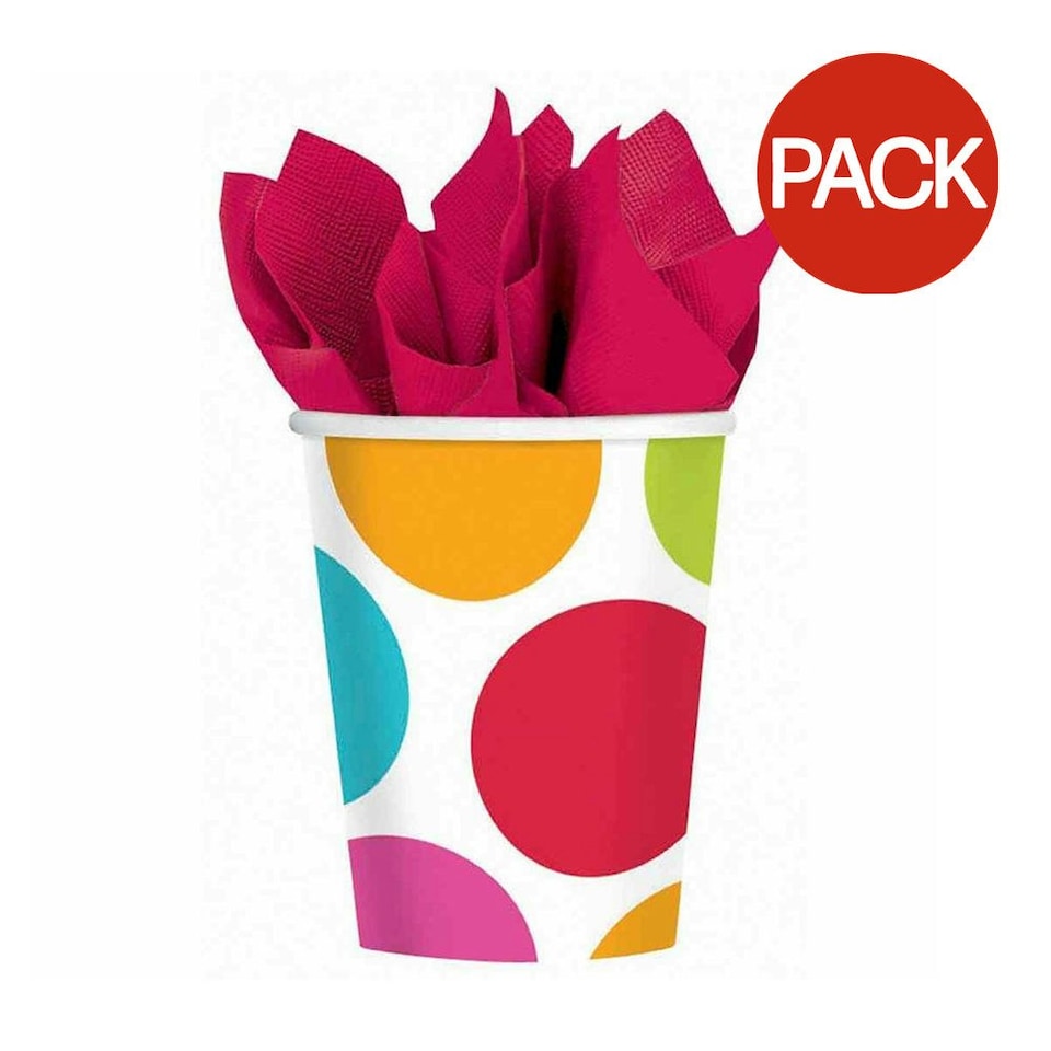 Amscan Paper Cabana Dots Party Cup (Pack of 8) - Multicoloured - One Size
