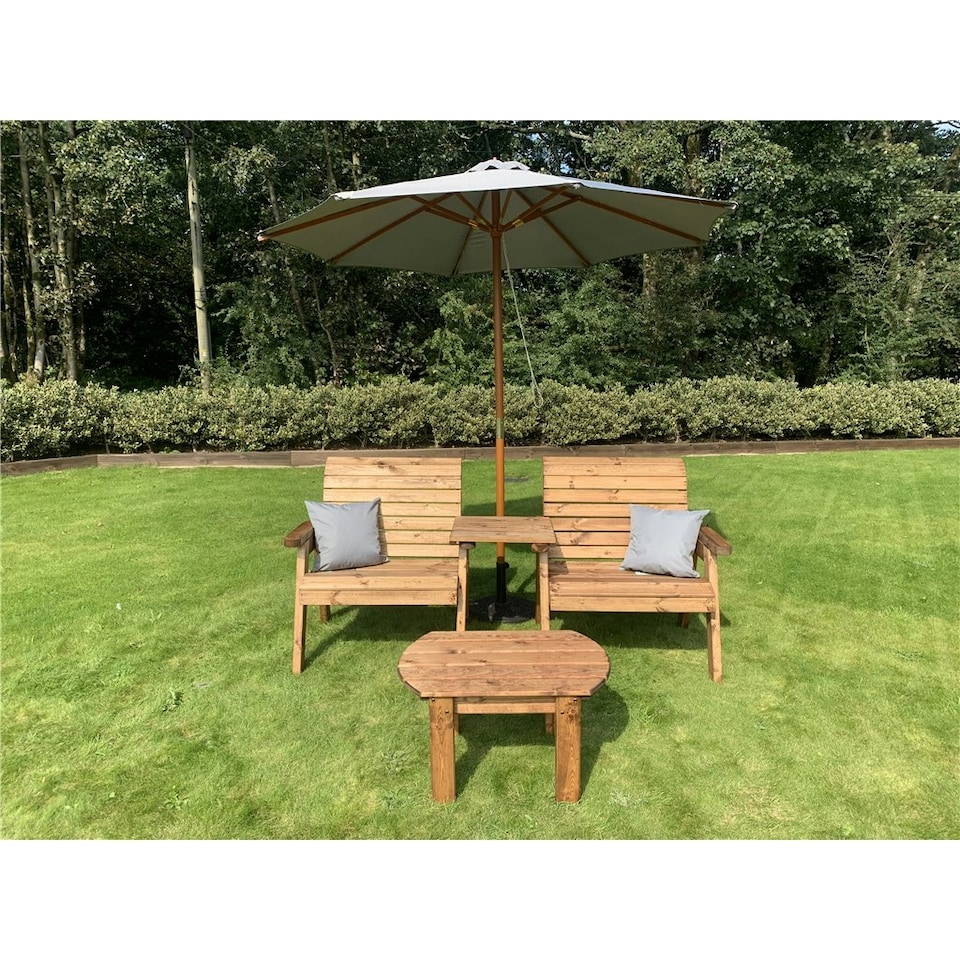 image 1 of Grand Twin Straight With Coffee Table, 2 x Scatter Cushion Grey & 1 x Parasol Grey & Base