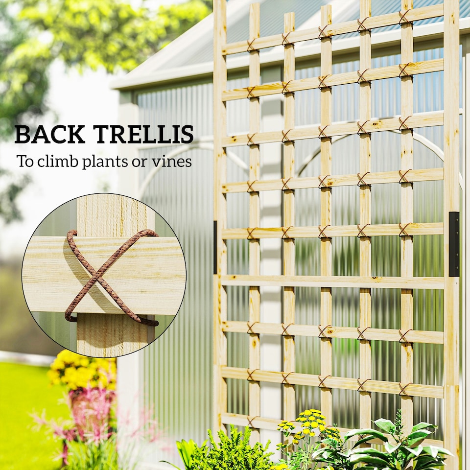 image 1 of Outsunny Wooden Trellis Planter, Raised Garden Bed with Wheels, Natural