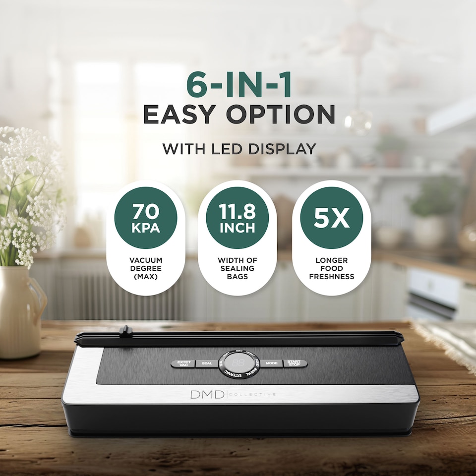 image 1 of DMD 6 in 1 Vacuum Sealer Machine, 30cm Longer Seal Food Sealer with Vacuum Sealer Bags