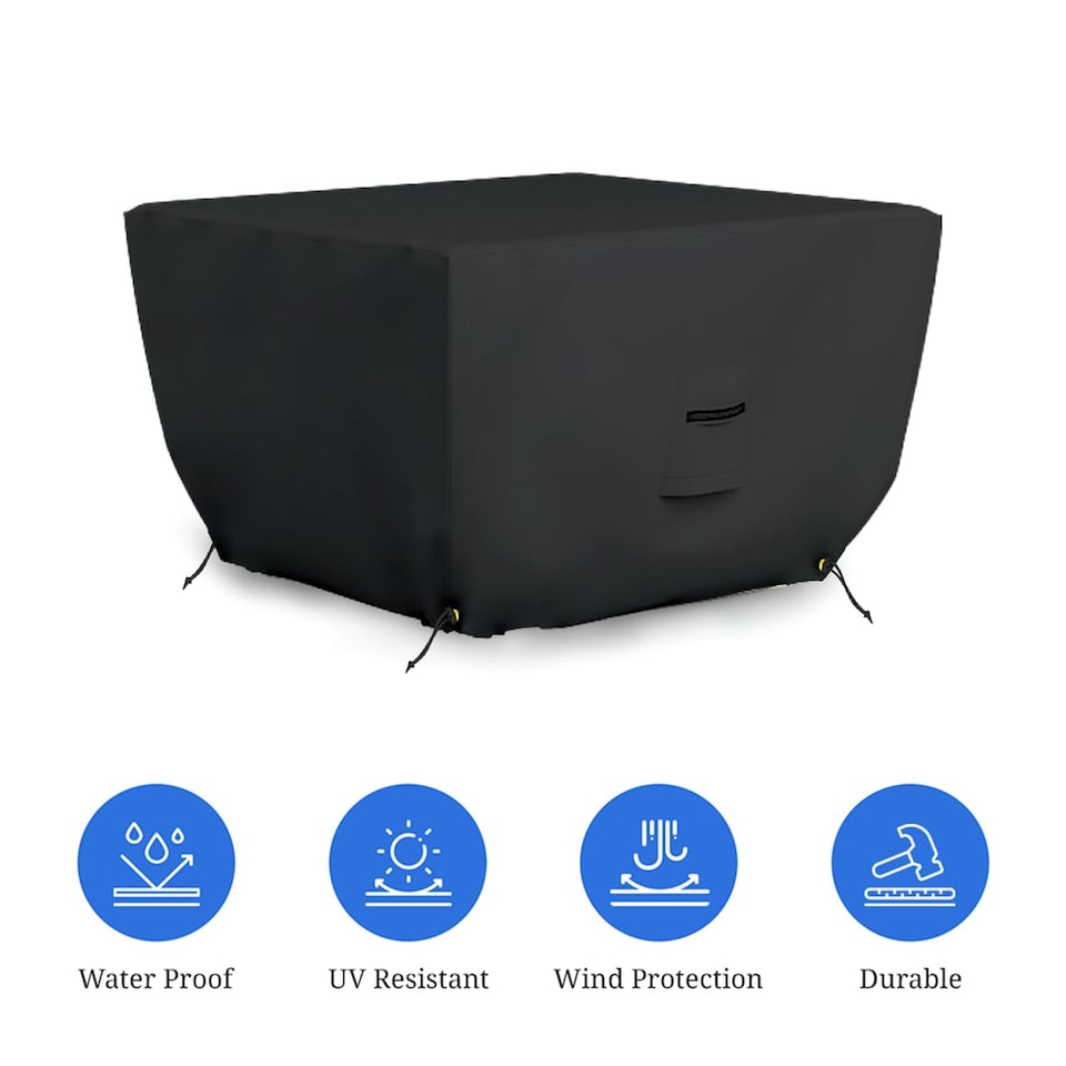 image 1 of Covers&All Outdoor Square Fire Pit Cover, 30 in L x 30 in W x 12 in H, Black