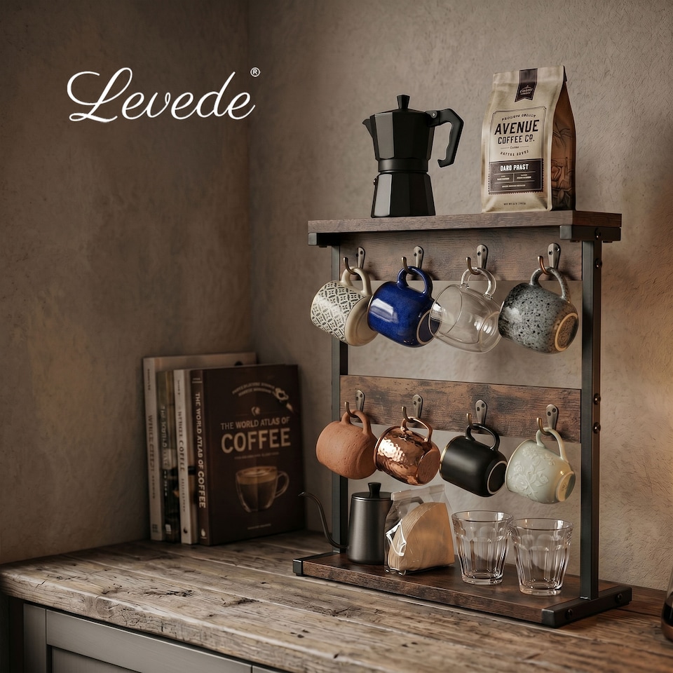 image 1 of Levede Mug Holder Stand Coffee Cup Rack Organiser Countertop Mug Tree with Hooks
